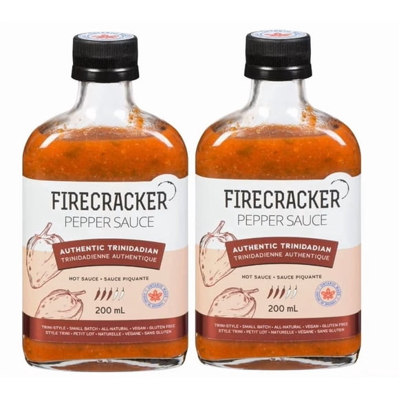 FIRECRACKER PEPPER SAUCE, Authentic Trinidadian 200ml, 2 Pack