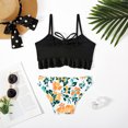 thumbnail image 2 of IROINID Girls Swimsuit 2 PC Bikini Set Ruffle Bathing Suits Flounced Swimwear 5-13 Years Black 5Y, 2 of 7