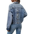 thumbnail image 4 of Lovzfmll Denim Veste en pour Femme, Manches Longues Style Classique Bleu, m, 4 of 9