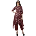 thumbnail image 1 of Moomaya Printed Traditional Clothing Womens Asymmetric Kurti Kurta With Pant Set, 1 of 6