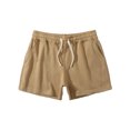 thumbnail image 4 of Men Solid Cotton Three-point Pants Sports Elastic Mid-waist Lace-up Shorts, 4 of 9
