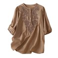 thumbnail image 1 of Penkiiy Hauts pour Femmes T-Shirts Décontractés à Manches Courtes à Col Rond d'Été Amples Blouse TG Kaki, 1 of 9