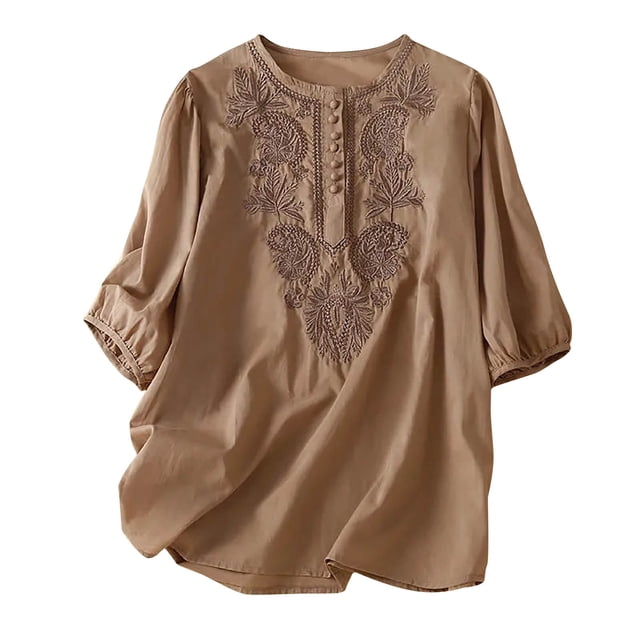 Penkiiy Hauts pour Femmes T-Shirts Décontractés à Manches Courtes à Col Rond d'Été Amples Blouse TG Kaki