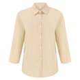 thumbnail image 4 of Kcodviy Women Spring and Summer Relaxed Fit Tees for Women Simple Solid Color Lapel Compression Shirts for Women Plus Size Three Quarter Sleeve Buttons V Neck Top Cardigan Cotton and Tops Blouse, 4 of 8