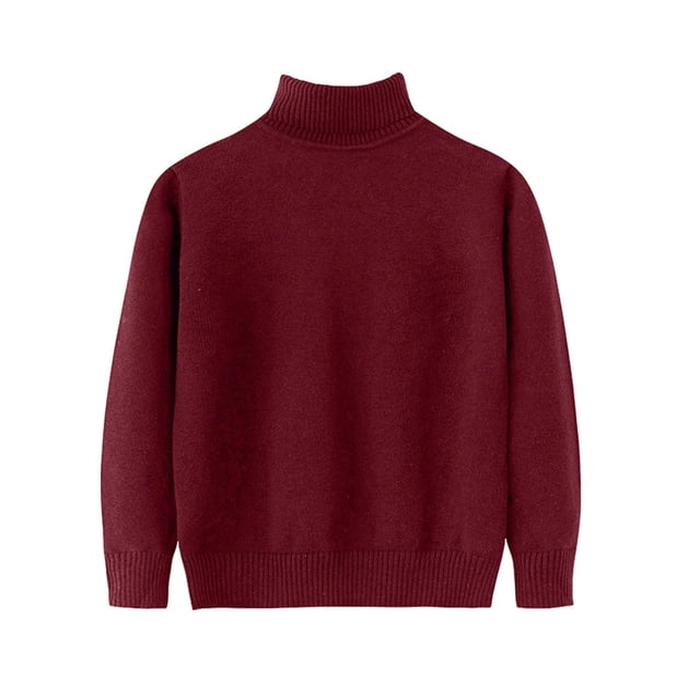 Dealovy Toddler Baby Sweaters Solid Color Pullover Basic Top Kids Fall High Neck Long Sleeve Cotton Blouses