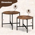 thumbnail image 3 of Costway Ensemble de 2 Tables Basses Rondes 21,5 Pouces et 25,5 Pouces Tables Basses Gigognes Table d'Appoint Ronde, 3 of 10