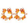 thumbnail image 2 of Vacemry Fall Pumpkin Berry Maple Leaf Wreath, Mini Artificial Autumn Garland for Door Hanging Tabletop Fireplace Mantel Thanksgiving Home Dining Decor, 2 of 7
