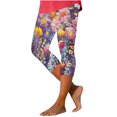 thumbnail image 2 of LSLJS Women's Summer High Waisted Flower Printing Capris Matching Slim Fitting Yoga Gym Pants, Yoga Pants Summer Clothes, 2 of 5