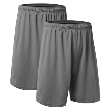 TOPTIE Big Boys 2 Packs Soccer Shorts Athletic Running Shorts with Pockets-Gray/Gray-M (10/12)