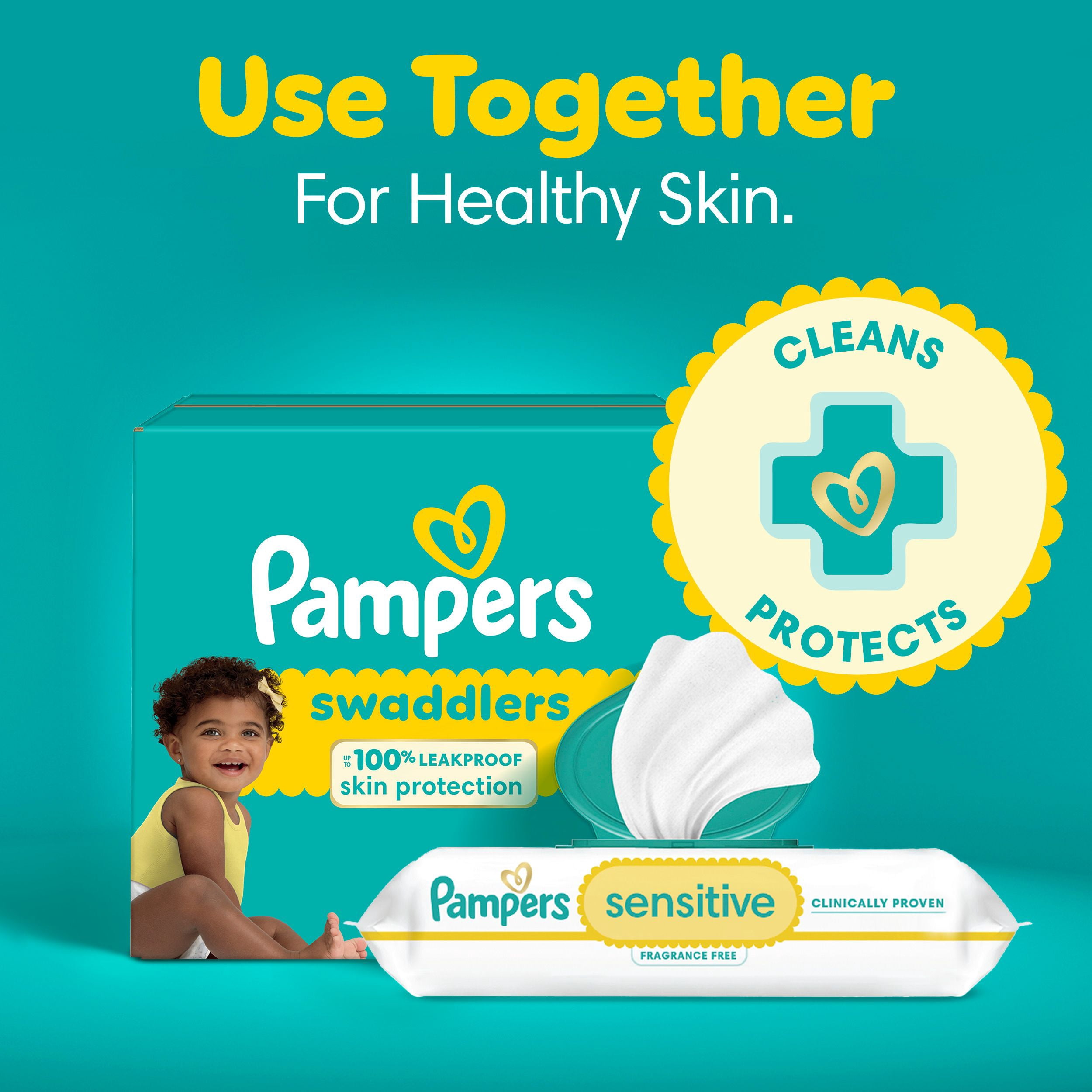 Pampers Swaddlers Couches, Taille 0 (jusqu'à 10 lbs), Absorbantes, Garde Bébé au Sec et Confortable, Couche pour Bébé Jetable Sécuritaire pour la Peau
