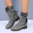 thumbnail image 1 of jsaierl Chaussures de Mode pour Femmes Bottes Rétro Western Décontractées Chaudes Talons Bas Bottes Mi-Mollet, 1 of 5