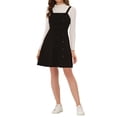 thumbnail image 1 of INSPIRE CHIC Robe Salopette Courte Trapèze pour Femme en Faux Suède avec Boutons Décoratifs TG Noir, 1 of 6