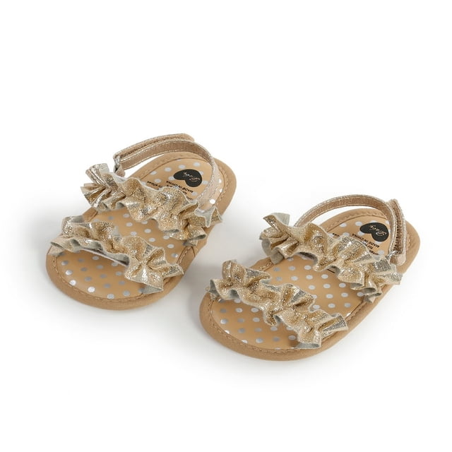Baby Girls Summer Sandals Anti-Slip Soft Sole Ruffle Flat Shoes