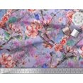 thumbnail image 3 of Soimoi Blue Polyester Crepe Fabric Insect,Peach & Pink Floral Printed Fabric 1 Yard 42 Inch Wide, 3 of 3