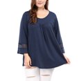 thumbnail image 2 of GRACE & GRANDEUR Women's Plus Size  Casual Solid Raglan Sleeves Tops Blue 3X, 2 of 7