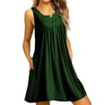 thumbnail image 1 of Innerwin Mini Dress Button Women Sundress Beach Solid Baggy Bohemian Green L, 1 of 4