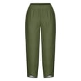 thumbnail image 4 of Timegard Plus Size Pants for Women Elastic Waist Solid Color Comfy Fall Casual Crop Pants with Pockets, 4 of 5