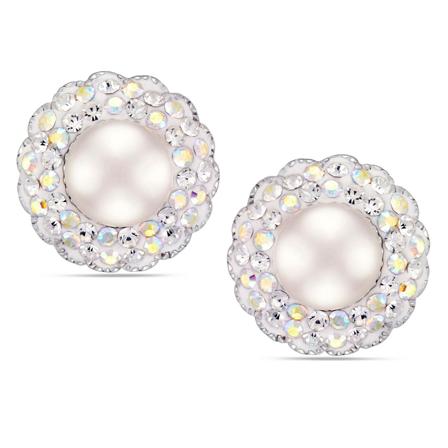 Quintessential Sterling silver Fantasy Crystal With Pearl Stud Earring