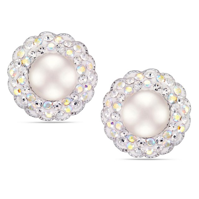 Quintessential Sterling silver Fantasy Crystal With Pearl Stud Earring
