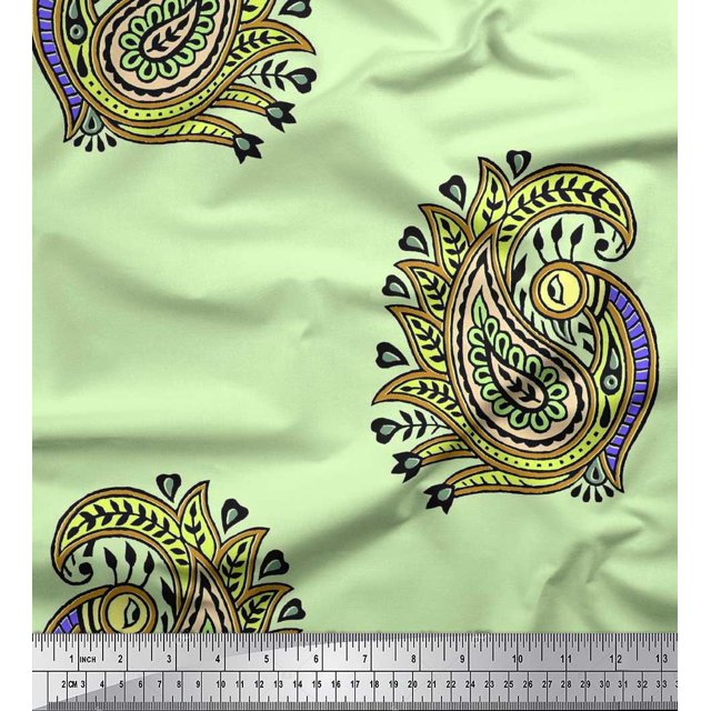 Soimoi Poly Georgette Tissu Imprimé Bloc Paon par la Cour 42 Pouces de Large