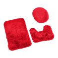 thumbnail image 2 of HOARBOEG Shaggy Bathroom Rugs Sets 3Piece Red Bath Mat for Bathroom Non-Slip Bathroom Mats Water Absorbent Bath Rug Floor Mats Soft Washable Shower Rug with U-Shaped Contour Rug Toilet Lid Cover, 2 of 9