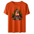 thumbnail image 4 of Dadaria Tee pour Femmes Chemise Orange Manches Courtes T-Shirt Col Rond Hauts Été Chandail Blouses 2TG, 4 of 5