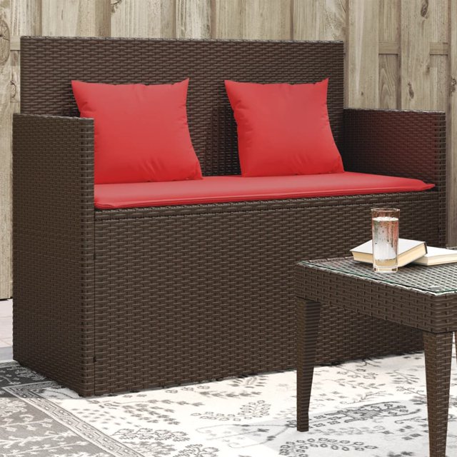 vidaXL Banc de Jardin avec Coussins en Rotin Poly Brun