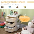 thumbnail image 4 of Qaba 3 Tier Kids Toy Organizer with 3 Plastic Storage Bins, Cream White, 4 of 10