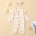 thumbnail image 4 of Xingqing 2 Pcs Combinaison à Manches Longues Imprimé Floral Col Rond Bouton pour Bébé Filles, 4 of 9