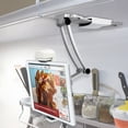 thumbnail image 2 of ALUMINUM Tablet Stand Mount - Office & Kitchen Tablet Holder Adjustable arm Cell Phone ipad holder fits 4"- 12.9" Tablets and Phone - Desktop Mount Stand for iPad/Samsung/Tablet/Smartphone - Silver, 2 of 9
