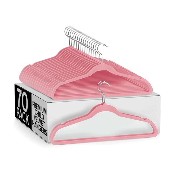 Premium Children Hangers Velvet Ivory 30 Pack 7.9 x 13.8” Non-Slip Felt Hangers Heavy Duty Ultra Slim Kids PreTeen Hangers Space-Saving Hangers 360 Hooks Contoured Notched Shoulders