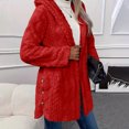 thumbnail image 2 of KIHOUT Womens Winter Long Sleeve Solid Fuzzy Fleece Open Front Button Hooded Cardigans Jacket Coats Outerwear, 2 of 9