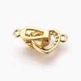 thumbnail image 3 of HLONK 5Set Brass Micro Pave Cubic Zirconia Fold Over Clasps Flat Round Clear Real Platinum Plated 32mm Inner  4.5mm, 3 of 4