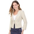 thumbnail image 1 of INSPIRE CHIC Women's Workwear Zipper Collarless Cropped Blazer, 1 of 2