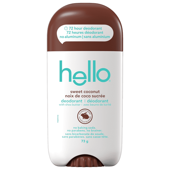 hello Sweet Coconut Aluminum Free Deodorant, Shea Butter, Vegan, 2.6 oz