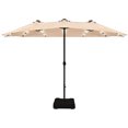 thumbnail image 1 of Patiojoy 15' Outdoor LED Patio Double-Sided Umbrella w/Base Beige, 1 of 5