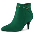thumbnail image 1 of Unique Bargains Bottines à Talons Aiguilles pour Femmes à Bout Pointu avec Fermeture Éclair, 1 of 6