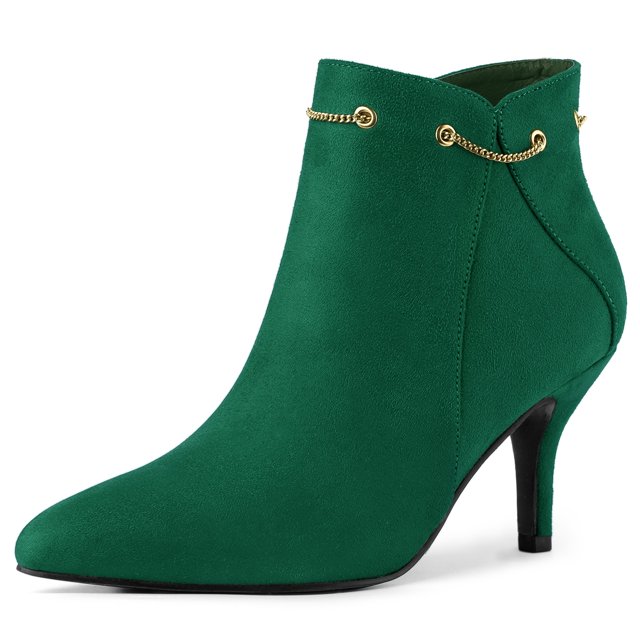 Unique Bargains Bottines à Talons Aiguilles pour Femmes à Bout Pointu avec Fermeture Éclair