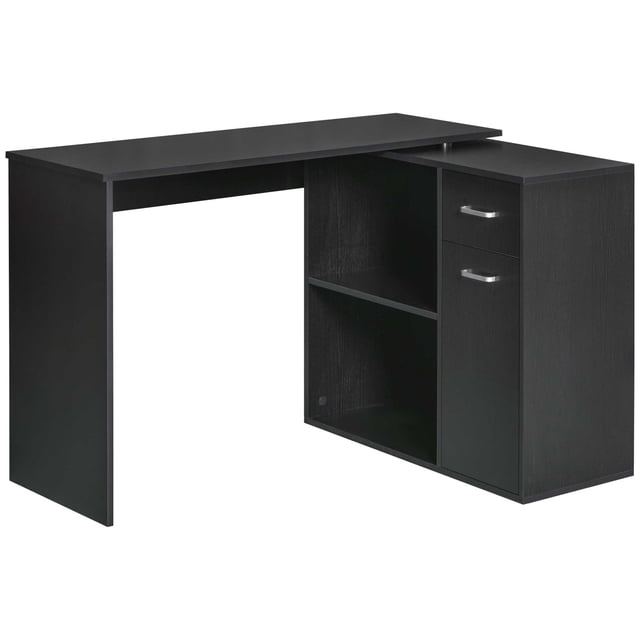 HOMCOM Bureau en L Table d'Ordinateur d'Angle avec Rangement pour Bureau à Domicile