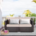 thumbnail image 1 of Costway Canapé Sectionnel d'Angle en Rotin pour Patio 2 Pcs Coussin Beige, 1 of 9