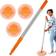 Dust Mop  Microfiber Mops for Floor Cleaning  with Height Adjustable Handle and 3 Washable Mops Pad  Wet & Dry Floor Cleaning Mop for Hardwood  Tiles  Laminate - Dust Broom (grey)