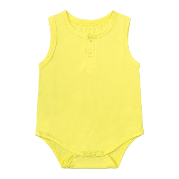 XYIJANI Clearance Gender Neutral Baby Clothes Infant Girls Solid Color Sleeveless Triangle Crawling Romper Newborn Clothes Newborn Boy Clothes (Yellow,24M)