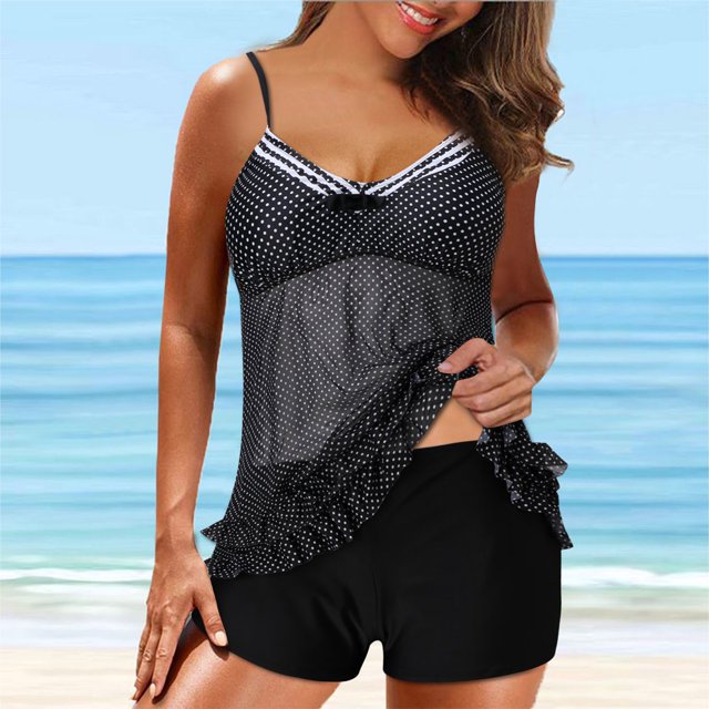 MesaSe Digital Bikini Beach Tankini Set Women‘s Print Large Suspender Split Swimsuit