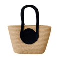 thumbnail image 2 of TIMIFIS Desktop Storage, Dorm Room Essentials Rope Woven Handbag Large Capacity Tote Bag Daily Versatile Shoulder Bag Splicing Color Casual Woven Bag Beach Bag, 2 of 6