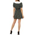 thumbnail image 3 of INSPIRE CHIC Robe-Chemise Courte à Manches Courtes pour Femmes, Coupe Évasée, Col Contrastant, 3 of 5