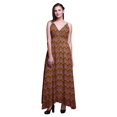 thumbnail image 1 of Bimba Ikat Femme Été Imprimée Col en V Longue Maxi-Robe Tenue de Villégiature-Moyen, 1 of 4