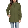 thumbnail image 1 of WRKEKC Manteau Coupe-Vent Imperméable à Capuche pour Femme Léger à Manches Longues avec Poches pour Randonnée Randonnée Automne Printemps Manteau d'Extérieur Vert Armée P, 1 of 8