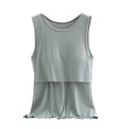 thumbnail image 3 of Sentmoon Camisole de Maternité Surdimensionnée à Col Rond Extensible Hauts d'Allaitement pour l'Allaitement Couleur Unie Sans Manches à Bretelles Spaghetti Vêtements de Grossesse pour Femmes pour Rassemblements des Fêtes Vert TTTG, 3 of 4