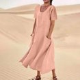 thumbnail image 3 of Cameland Robe d'Été Décontractée pour Femme à Manches Courtes, Robe Unie, Robe Longue Douce et Confortable, 3 of 7