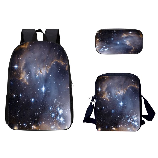 Agiferg Sac d'École Motif Ciel 3D Respirant Voyage Plein Air Sac Multifonction 3 Pcs